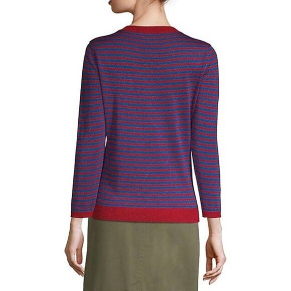 Weekend Max Mara Striped Shimmer Crewneck Sweater Small/Medium Lightweight - Picture 3 of 16